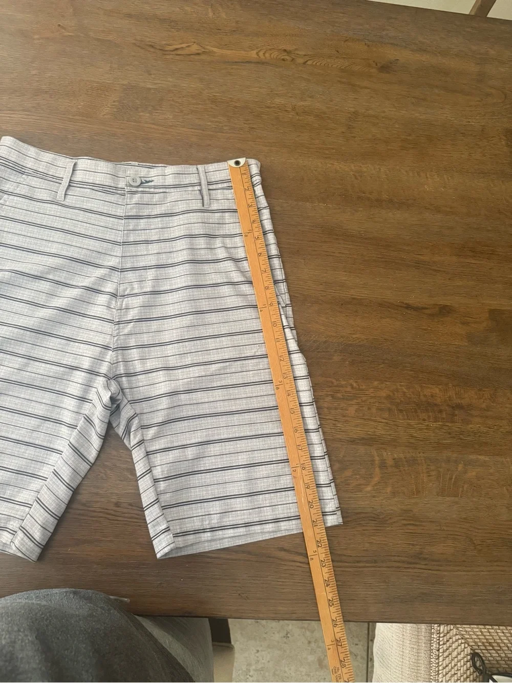 Men's Light Gray Striped Swim Shorts